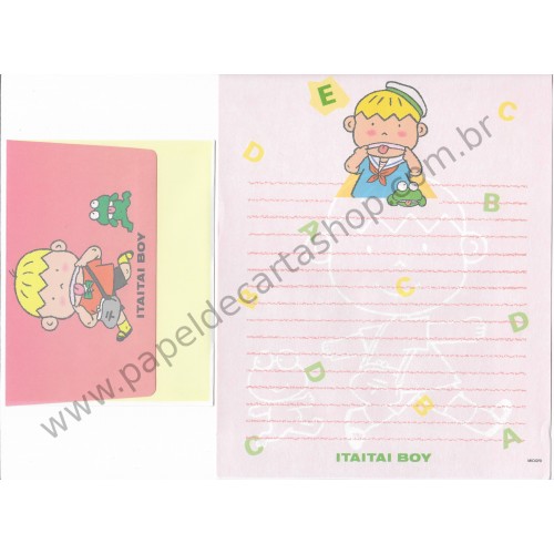 Conjunto de Papel de Carta Vintage Itaitai Boy CRAM MIDORI JAPAN