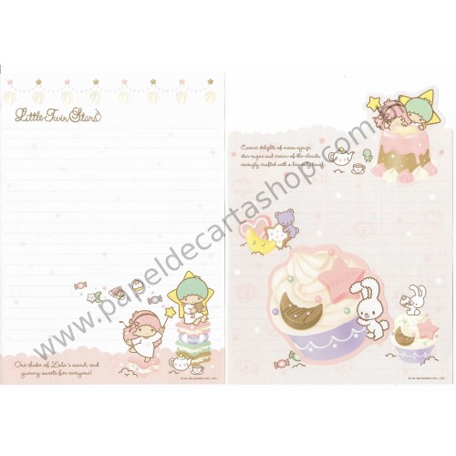 Ano 2008. Conjunto de Papel de Carta Little Twin Stars Cupcake Dupla Sanrio