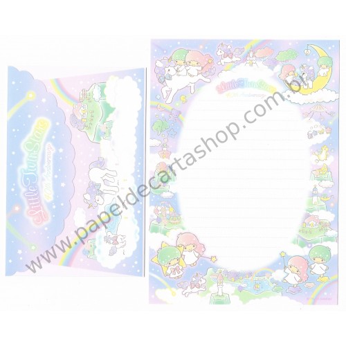 Ano 2015. Conjunto de Papel de Carta Little Twin Stars 40th Anniversary Sanrio