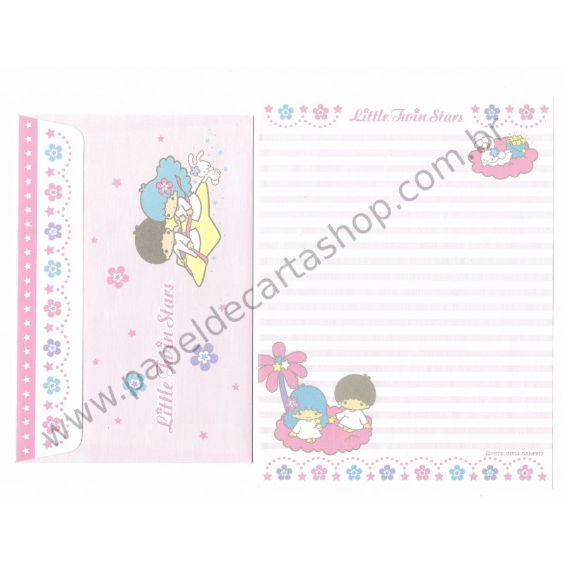 Ano 2004. Conjunto de Papel de Carta Little Twin Stars P Sanrio