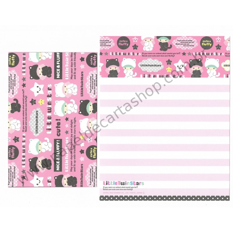 Ano 2012. Kit 4 Conjuntos de Papel de Carta Little Twin Stars Nice & Fluffy CRS Sanrio