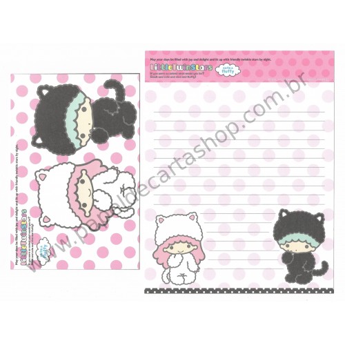 Ano 2012. Kit 4 Conjuntos de Papel de Carta Little Twin Stars Cute & Fluffy CAM Sanrio