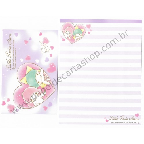 Ano 2015. Kit 4 Conjuntos de Papel de Carta Little Twin Stars Smile Shine Sanrio