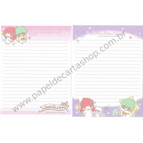 Ano 2015. Kit 2 Conjuntos de Papel de Carta Little Twin Stars Glasses Sanrio