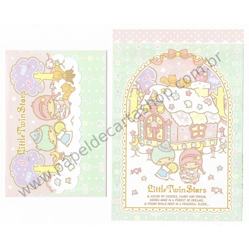 Ano 2012. Conjunto de Papel de Carta Little Twin Stars A House of Cookies Sanrio