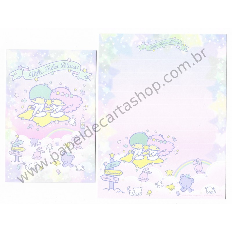 Ano 2015. Kit 4 Conjuntos de Papel de Carta Little Twin Stars Lilac Sanrio