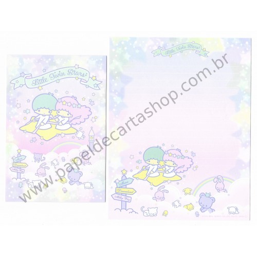 Ano 2015. Kit 4 Conjuntos de Papel de Carta Little Twin Stars Lilac Sanrio