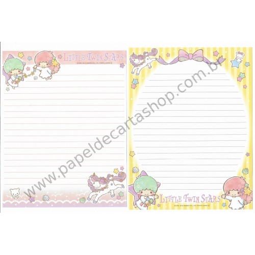 Ano 2015. Kit 2 Conjuntos de Papel de Carta Little Twin Stars Pearls and Seashells Sanrio