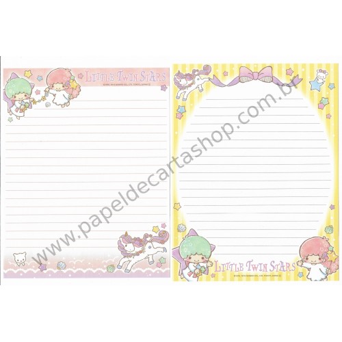Ano 2015. Kit 2 Conjuntos de Papel de Carta Little Twin Stars Pearls Sanrio