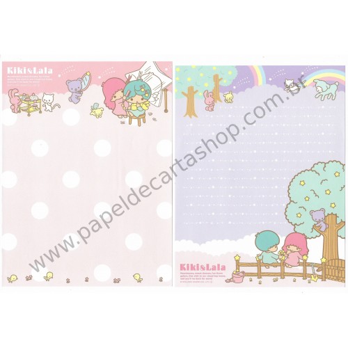 Ano 2009. Kit 2 Conjuntos de Papel de Carta Little Twin Stars Cloud-Top Home Sanrio