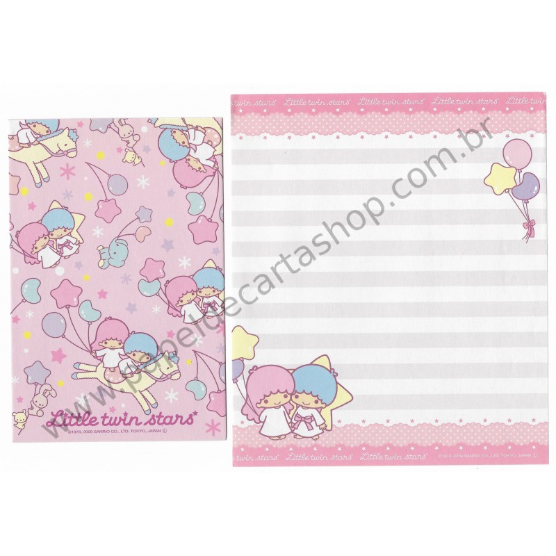 Ano 2009. Conjunto de Papel de Carta Little Twin Stars K3 Sanrio