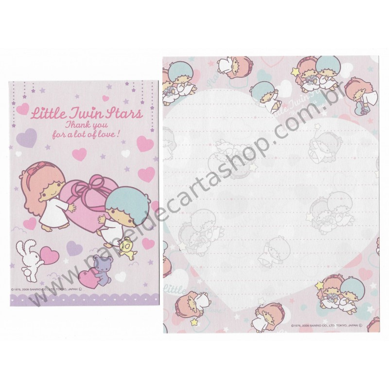 Ano 2009. Conjunto de Papel de Carta Little Twin Stars K4 Sanrio