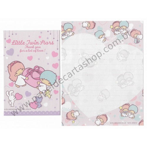 Ano 2009. Conjunto de Papel de Carta Little Twin Stars K4 Sanrio