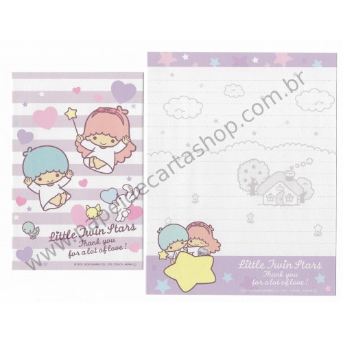 Ano 2009. Conjunto de Papel de Carta Little Twin Stars K5 Sanrio