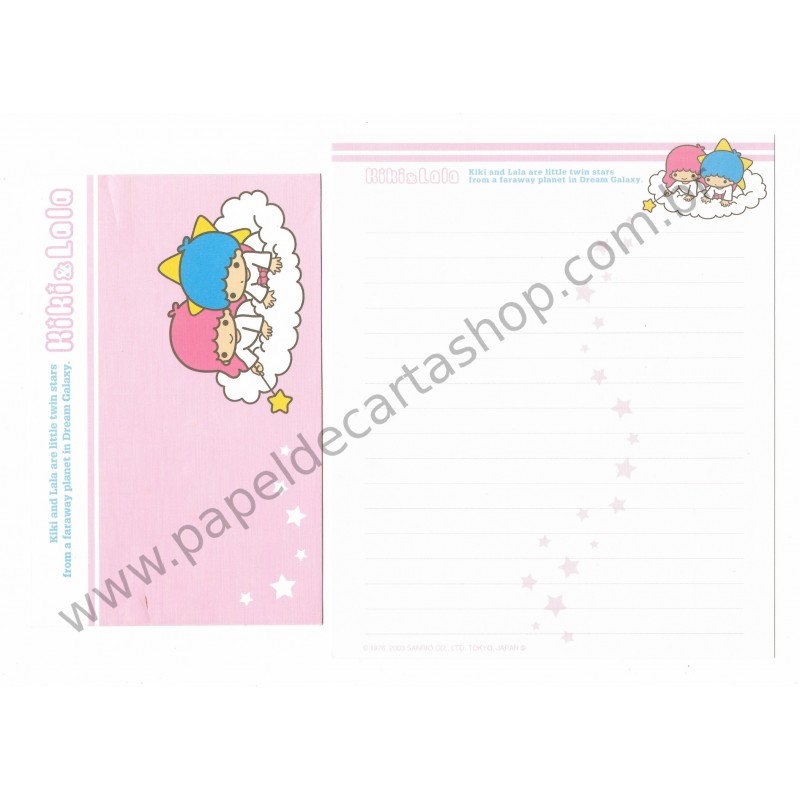 Ano 2003. Conjunto de Papel de Carta Kiki & Lala Dream Galaxy RS1 Sanrio