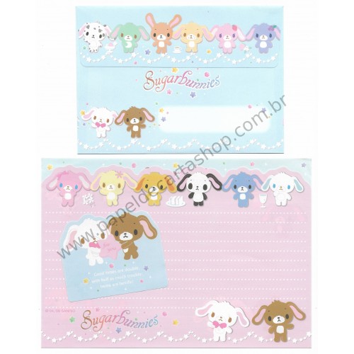 Ano 2008. Conjunto de Papel de Carta Sugarbunnies Twins are Terrific Sanrio