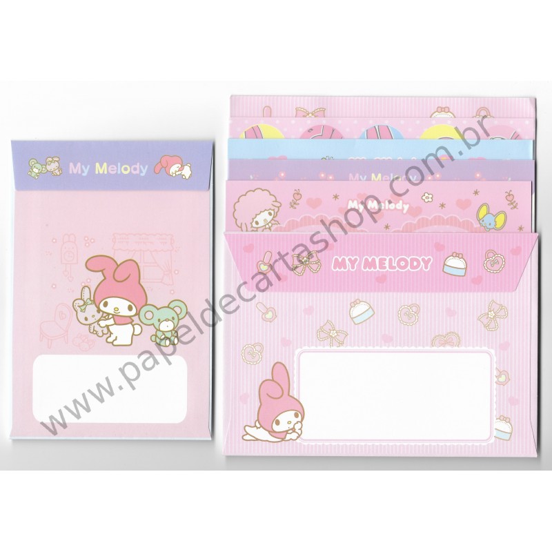 Ano 2010. Kit 3 Conjuntos de Papel de Carta My Melody Sanrio