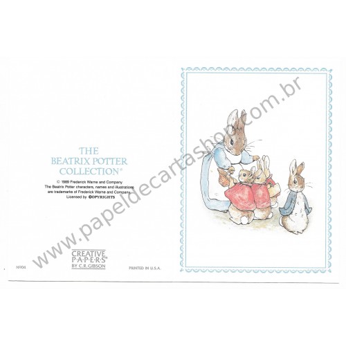 Cartão ANTIGO COM ENVELOPE Peter Rabbit