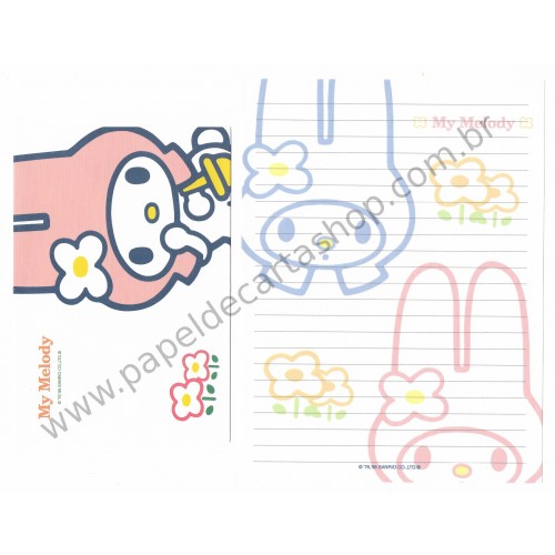 Ano 1998. Conjunto de Papel de Carta My Melody Antigo (Vintage) Sanrio