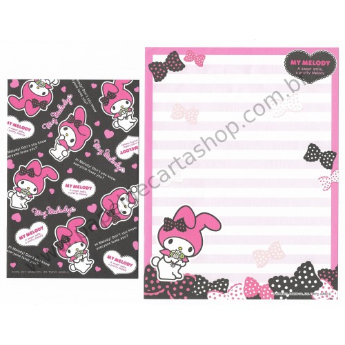 Ano 2011. Conjunto de Papel de Carta My Melody Sweet Smile BL Sanrio