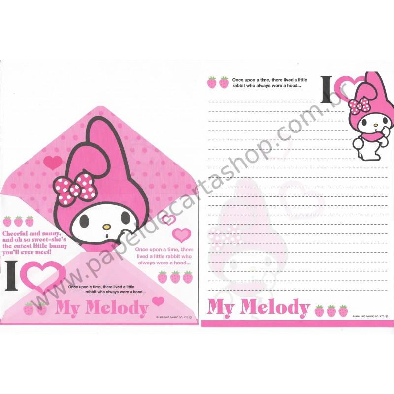 Ano 2010. Conjunto de Papel de Carta My Melody Hood Sanrio