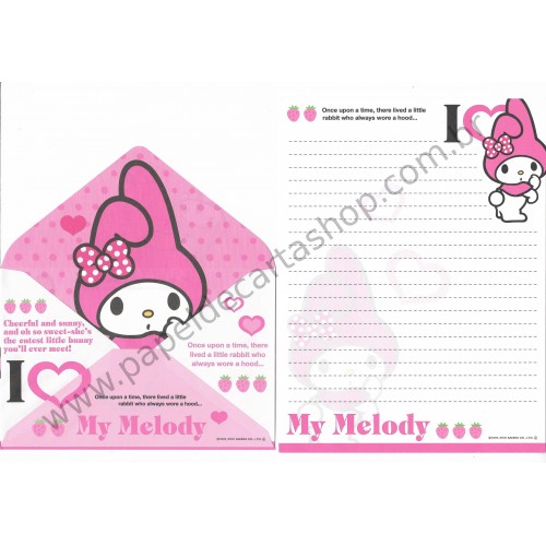 Ano 2010. Conjunto de Papel de Carta My Melody Hood Sanrio