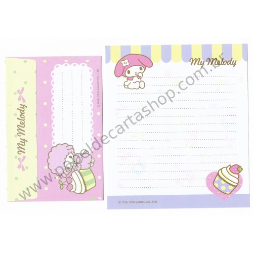 Ano 2009. Kit 4 Conjuntos de Papel de Carta My Melody Cupcakes Sanrio