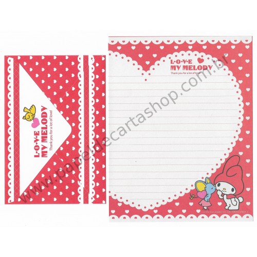 Ano 2010. Conjunto de Papel de Carta My Melody Love CVM Sanrio