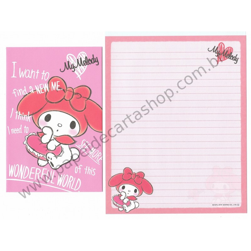 Ano 2015. Kit 2 Conjuntos de Papel de Carta My Melody New Me Sanrio