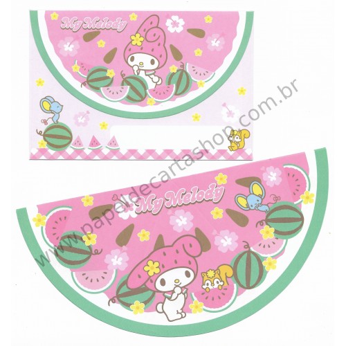 Ano 2007. Conjunto de Papel de Carta My Melody Melancia Sanrio