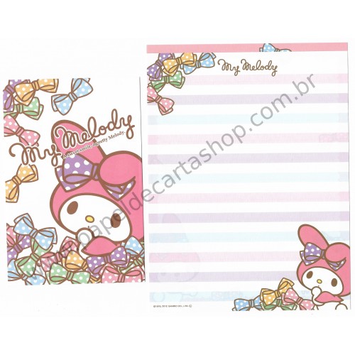 Ano 2012. Kit 2 Conjuntos de Papel de Carta My Melody Ribbon Sanrio