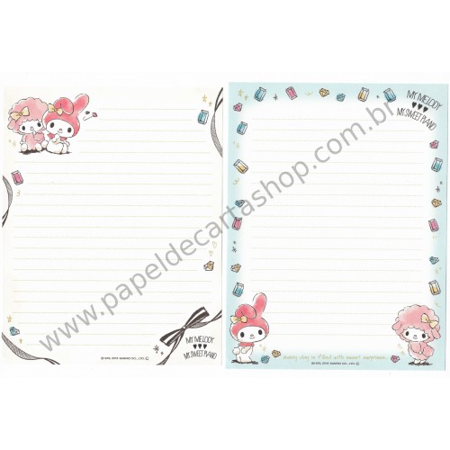 Ano 2016. Kit 2 Conjuntos de Papel de Carta My Melody My Sweet Piano Sanrio