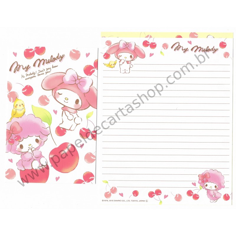 Ano 2015. Kit 2 Conjuntos de Papel de Carta My Melody Cherry Sanrio