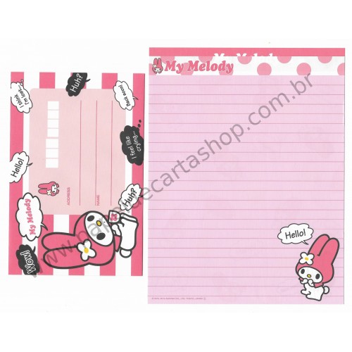 Ano 2014. Kit 2 Conjuntos de Papel de Carta My Melody I Feel Like Crying Sanrio