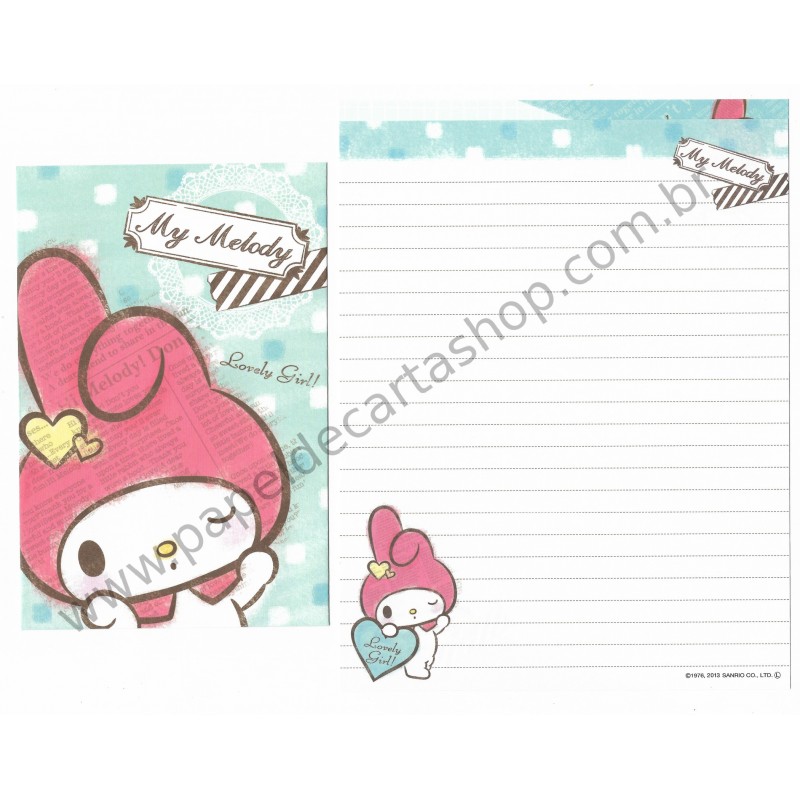 Ano 2013. Kit 2 Conjuntos de Papel de Carta My Melody She's So Cute Sanrio