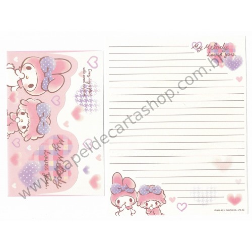 Ano 2014. Kit 4 Conjuntos de Papel de Carta My Melody Loves You Sanrio