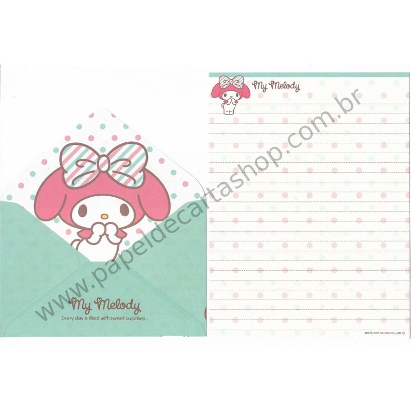 Ano 2014. Kit 2 Conjuntos de Papel de Carta My Melody Surprises Sanrio