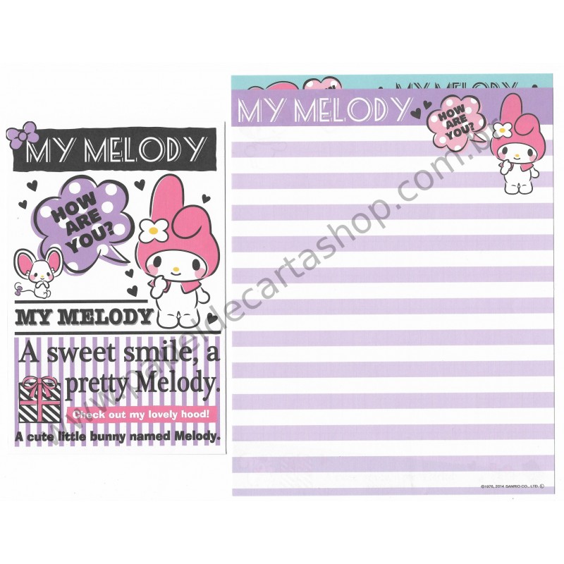 Ano 2014. Kit 2 Conjuntos de Papel de Carta My Melody A Cute Little Bunny Sanrio