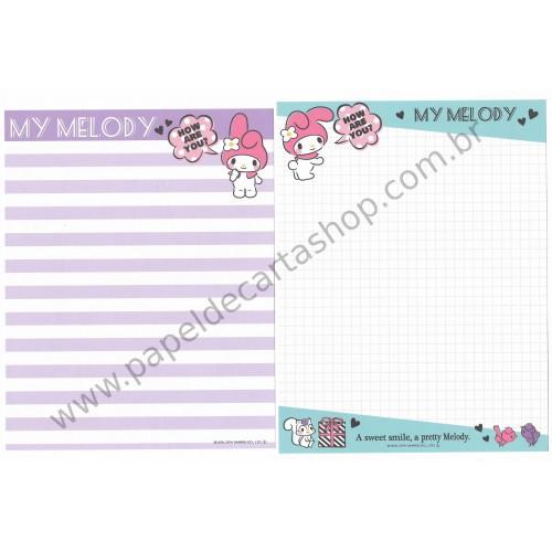 Ano 2014. Kit 2 Conjuntos de Papel de Carta My Melody A Cute Little Bunny Sanrio