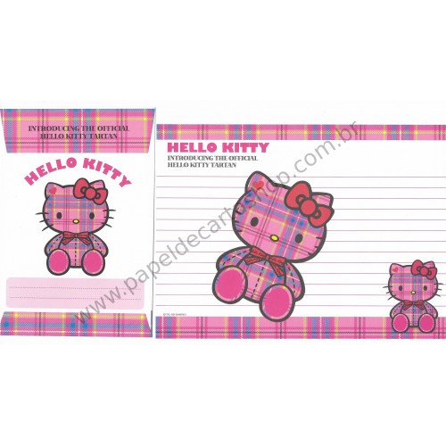 Ano 2009. Conjunto de Papel de Carta Hello Kitty Tartan 35th Anniversary Sanrio