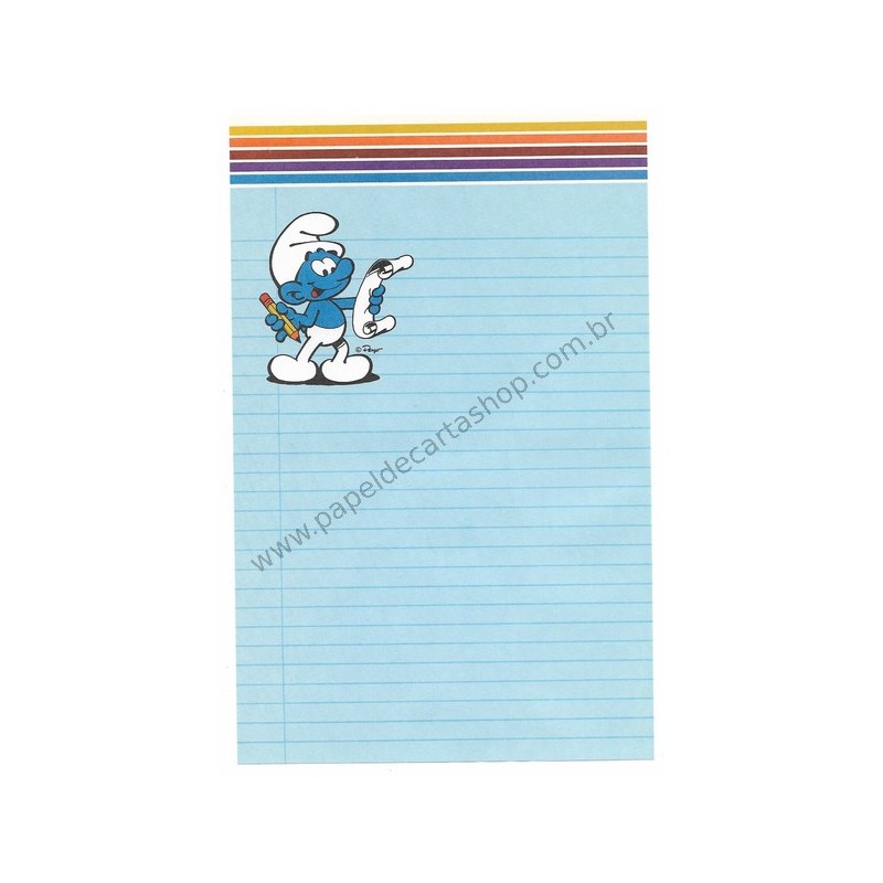 Papel de Carta Avulso Antigo Importado Os Smurfs