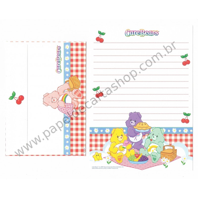 Ano 2009. Conjunto de Papel de Carta Importado Care Bears - Pic-Nic