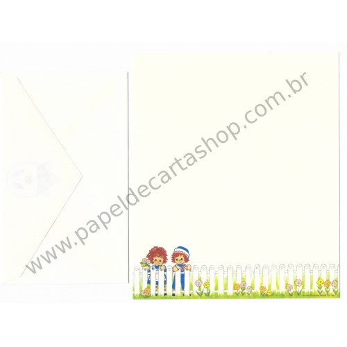 Conjunto de Papel de Carta Antigo Raggedy Ann CER The Bobbs-Merrill Co
