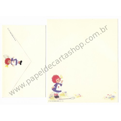 Conjunto de Papel de Carta Antigo Raggedy Ann BUT The Bobbs-Merrill Co