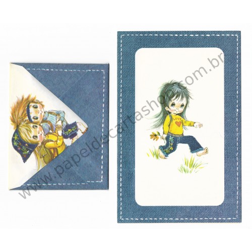 Conjunto de Papel de Carta Antigo Importado Denin Darling C2