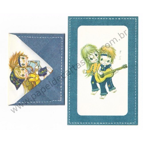 Conjunto de Papel de Carta Antigo Importado Denin Darling C3