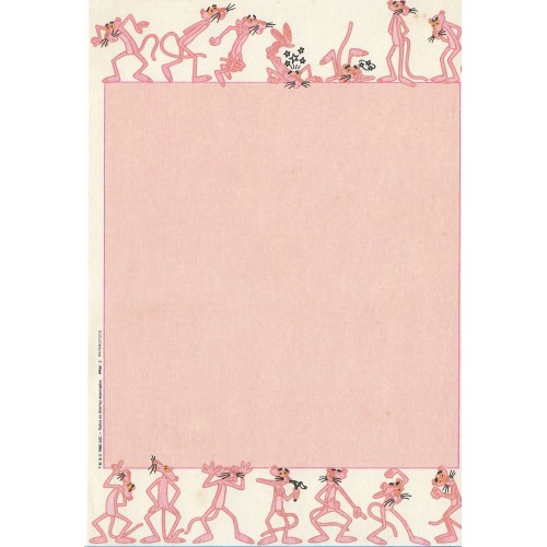 Ano 1986. Papel de Carta Antigo Pantera Cor-de-Rosa PRW2