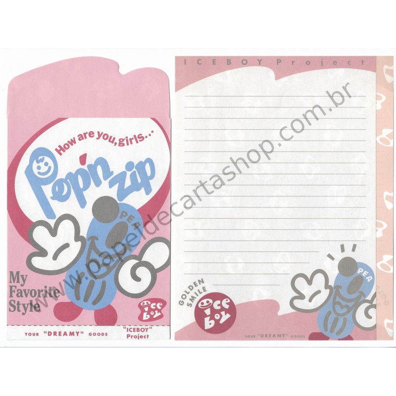 Conjunto de Papel de Carta Antigo Vintage Ice Boy Japan