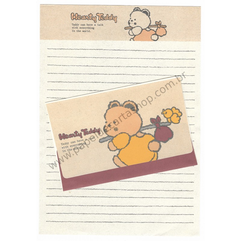 Conjunto de Papel de Carta Antigo Hearty Teddy