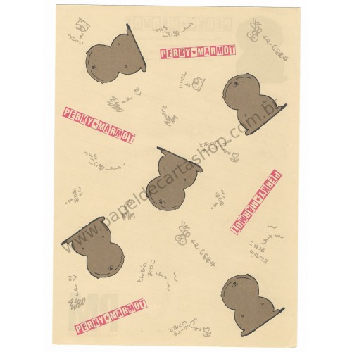 Conjunto de Papel de Carta Antigo (Vintage) Perky Marmot First Class Happiness